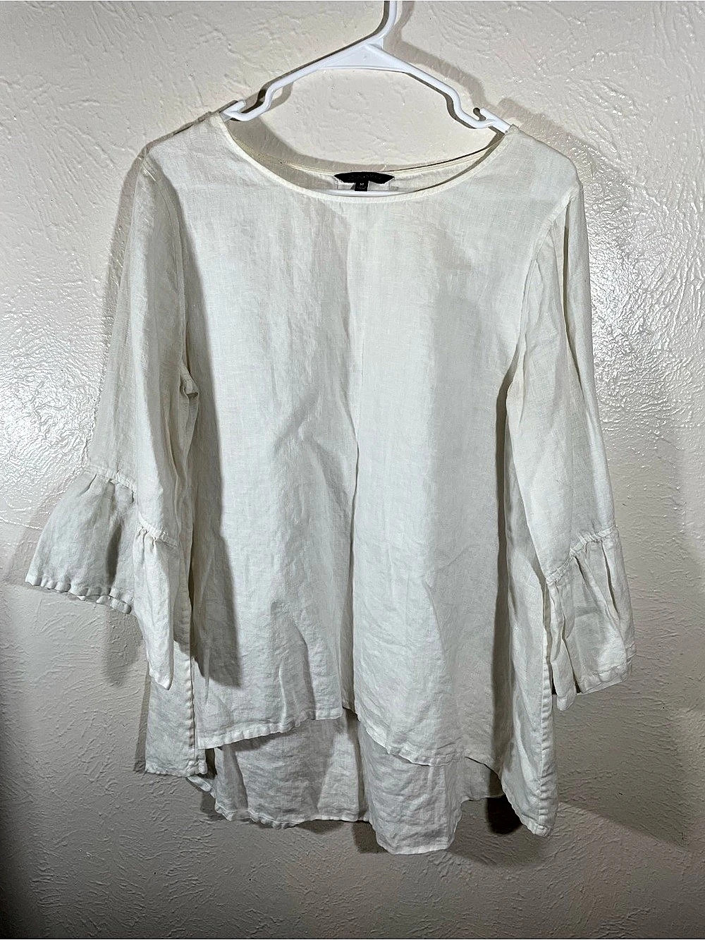 John Mark White Ruffle Sleeve Tunic